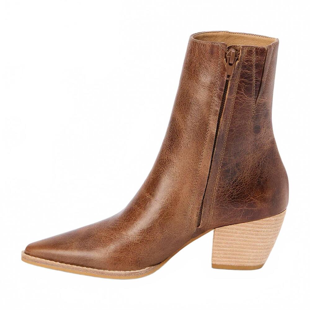 Matisse Brown Leather Pointed Toe Ankle Boots - Picture 3 of 4